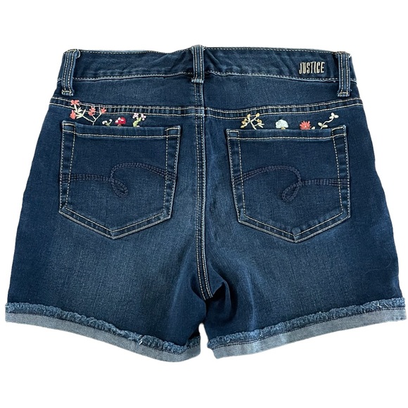 Hand Embroidered Girls Justice Stretch Denim Shorts - Picture 8 of 8